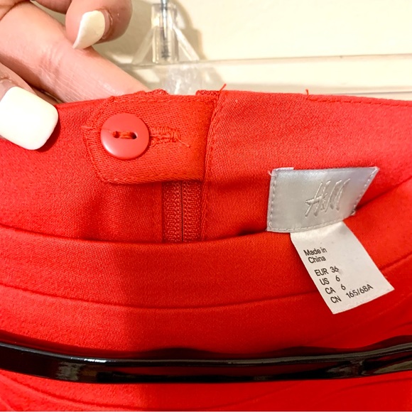 H&M Belted Skirt - Red - Size 6 - Picture 8 of 10